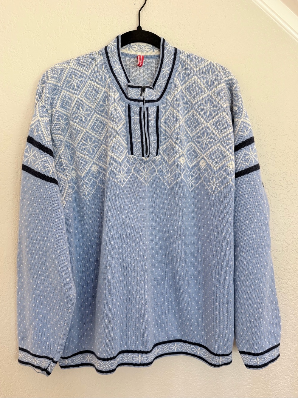 Hanna Andersson Fair Isle Half-Zip Sweater in Blue X-large